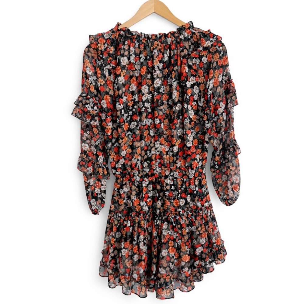 MISA Los Angeles Rizou Floral Smocked Mini Dress Long Sleeve Boho S - Picture 4 of 12